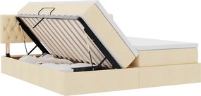 vidaXL Κρεβάτι Αποθήκης με στρώμα Κρέμ 200 x 200 cm Τεχνητό Δέρμα