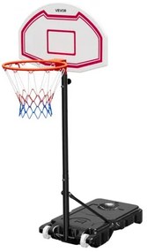 VEVOR Portable Basketball Stand, 1.6 to 2.1m Height Adjustment Basketball Hoop &amp; Goal, Kids Adjustable Basketballs Hoop with Nylon Net &amp; Rolling Wheels, Portable Backboard Set for Patios, Poolside