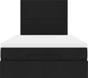 vidaXL Οθωμανικό κρεβάτι με στρώμα Μαύρο 120x200cm Ύφασμα