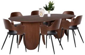 DINING SET 7PCS  TABLE OVAL DENTY &amp; 6 CHAIRS VELP