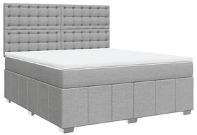 Κρεβάτι Boxspring με Στρώμα Ανοιχτό Γκρι 180x200 εκ. Υφασμάτινο - Γκρι