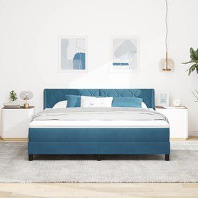 vidaXL Κρεβάτι Box Spring με Στρώμα  Σκούρο Μπλε 180x200 εκ. Βελούδο