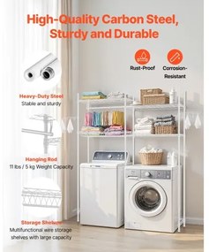 VEVOR Over Washer and Dryer Storage Shelf Two Row 4 Tiers Washer Rack White