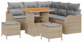 vidaXL Σετ Καναπέ Κήπου 8 pcs Μπεζ συνθετικό ρατάν