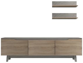Σύνθετο σαλονιού Kasia pakoworld μπεζ μαρμάρου-sonoma 180x35x48.5εκ