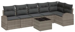 vidaXL Σετ Καναπέ Κήπου με μαξιλάρι 7 pcs Γκρι Πολυ ράταν