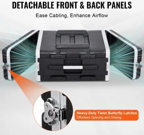 VEVOR 4U Rack Case Server Rack Cabinet 19 in Depth with ABS Construction Handle