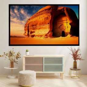Πίνακας σε Ξύλο με Θέμα &#8220;Madain Saleh&#8221; σε μαύρη ξύλινη Κορνίζα - 80cmx50cm