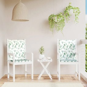 vidaXL Μαξιλάρια Καρέκλας με Πλάτη 2 τεμ. Σχέδιο με Φύλλα Υφασμάτινα