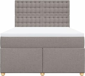 vidaXL Κρεβάτι Boxspring με Στρώμα Taupe 140x200 εκ. Υφασμάτινο