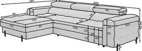 Γωνιακός καναπές Freyia-Petrol-Αριστερή - 285.00Χ181.00Χ93.00cm