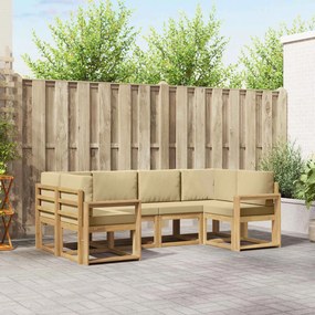 vidaXL Σειρά Καναπέ Εξωτερικού με μαξιλάρι 6 pcs Λευκό και Μπεζ