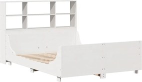 vidaXL Κρεβάτι Βιβλιοθήκη Χωρίς Στρώμα Λευκό 160x200 εκ Μασίφ Πεύκο
