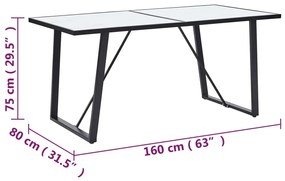 vidaXL Τραπεζαρία Λευκή 160 x 80 x 75 εκ. από Ψημένο Γυαλί