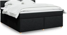 vidaXL Κρεβάτι Boxspring με Στρώμα Μαύρο 180x200 εκ. Υφασμάτινο