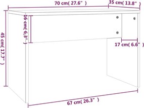 vidaXL Σκαμπό Μπουντουάρ Sonoma δρυς 70 x 35 x 45 εκ. Επεξ. Ξύλο