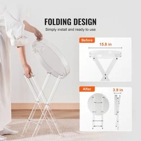 VEVOR Acrylic Folding Tray Table, Acrylic End Table with Folding X Leg, Clear Acrylic Side Table for Coffee, Drink, Food, Snack used in Living Room, Bedroom, and Study