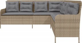 vidaXL Καναπές Κήπου Γωνιακός Μπεζ Συνθ. Ρατάν με Μαξιλάρια