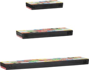 vidaXL Ράφια Τοίχου Επιτοίχιο 3 τμχ. Πολύχρωμο 100 x 20 x 6 cm
