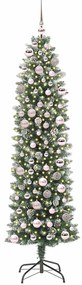 vidaXL Τεχνητό Λεπτό Χριστουγεννιάτικο Δέντρο Πράσινο και Λευκό 180 cm