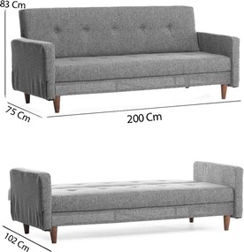 3-Seat Sofa-Bed Hiko - Light Grey Light Grey