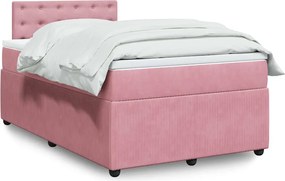 vidaXL Κρεβάτι Boxspring με Στρώμα Ροζ 120x200 εκ. Βελούδινο