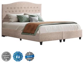 Επενδυμένο κρεβάτι MALENA Διπλό Nubuck Μπέζ 150x200 εκ. 152x205x124 εκ.