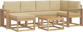 vidaXL Σειρά Καναπέ Εξωτερικού με μαξιλάρι 7 pcs Λευκό και Μπεζ