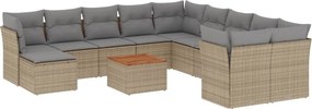 vidaXL Patio Sofa Set 11-θέσια Μίξη μπεζ και ανοιχτό γκρι