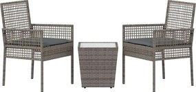 vidaXL Σετ Μπιστρό Κήπου 3 pcs Γκρι συνθετικό ρατάν