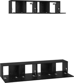 vidaXL Σετ επίπλου τηλεόρασης 4 pcs Μαύρη Οξυά Επεξεργασμένο ξύλο