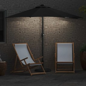 vidaXL Ομπρέλα Κήπου Μαύρο 294 x 150 x 224 εκ Πολυεστέρας και Χάλυβας