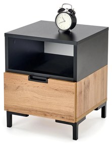 SILVIA bedside table, wotan oak - black DIOMMI V-PL-SILVIA-SZAFKA_N-WOTAN/CZARNY