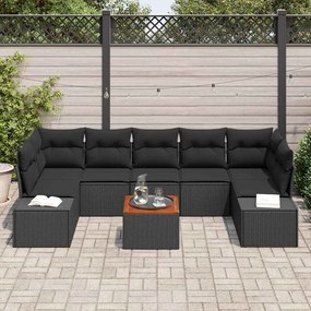 vidaXL Σετ Καναπέ Κήπου με μαξιλάρι 8 pcs Μαύρο Πολυ ράταν