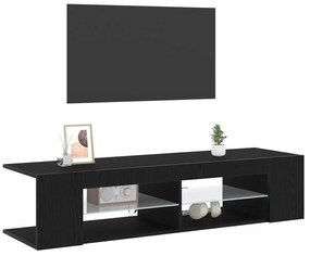 vidaXL Ντουλάπα τηλεόρασης με LED Φώτα Μαύρη Δρυς 135x39x30 εκ Επεξεργασμένο ξύλο