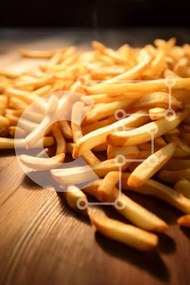 Σετ των 2 Intra Συλλεκτικό Ξύλινο Παζλ Plywood  4mm - Χρυσές τηγανιτές πατάτες σε ξύλινη επιφάνεια Σε Ξύλινο Κουτί - Διαστάσεις: 10x10 cm – 25 κομμάτια