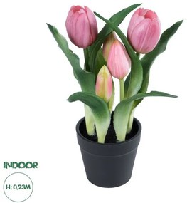 Artificial Garden PINK TULIP 21092 Διακοσμητικό Φυτό Ροζ Τουλίπα Υ23cm Globostar-21092-Ροζ 21092