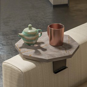 Βοηθητικό τραπεζάκι Linea II ανθρακί - μαύρα μεταλλικά πόδια Φ34x10 εκ. 34x34x10 εκ.