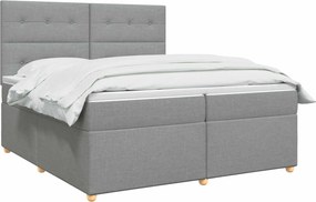 vidaXL Κρεβάτι box spring με στρώμα Ανοιχτό γκρι 200 x 200 cm Ύφασμα