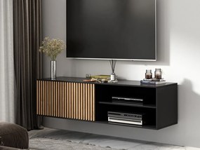 Τραπέζι Tv Elyria B105, Μαύρο ματ, Artisan βελανιδιά, 150x40x40cm, 31 kg | Epipla1.gr
