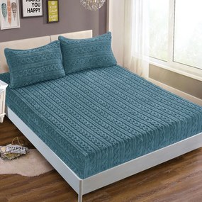 Σεντόνι Fleece Υπέρδιπλο Με Λάστιχο + Μαξιλαροθήκη (Σετ) Silk Fashion Braid Ραφ