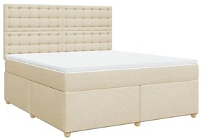 Κρεβάτι Boxspring με Στρώμα Κρεμ 180x200 εκ. Υφασμάτινο - Κρεμ