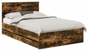 vidaXL Σκελετός Κρεβατιού Καπνιστό Δρύς 120 x 190 cm Μηχανήματος Ξύλο