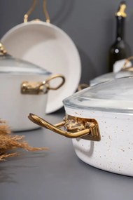 Stewehome Σετ κατσαρολών με μεταλλικές λαβές από λευκό γρανίτη 7 τεμαχίων Λευκό 26x80 cm