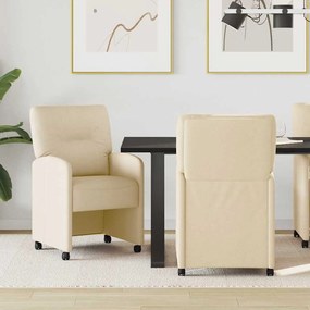 vidaXL Καρέκλες Φαγητού με Ρόδες 2 pcs Κρεμ 57 x 67 x 95 εκ ύφασμα