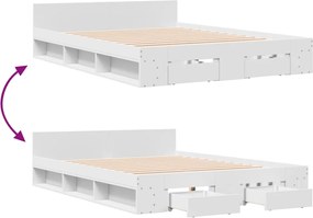 vidaXL Πλαίσιο Κρεβατιού με Συρτάρια Χωρίς Στρώμα Λευκό 150x200 εκ.