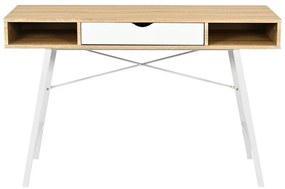 Γραφείο Yamin σε Oak με Λευκό Μεταλλικό Πόδι 120x48x76 εκ. 120x48x76 εκ.