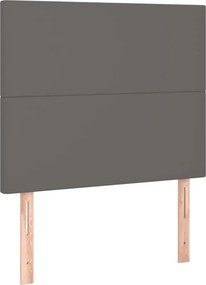 vidaXL Κρεβάτι Boxspring με Στρώμα Γκρι 90x200 εκ. από Συνθετικό Δέρμα