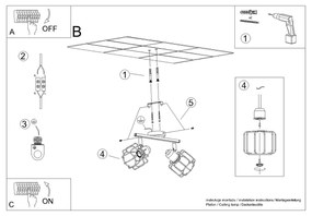 Sollux Φωτιστικό οροφής Beluci 2,ατσάλι,2xE14/40w,μαύρο