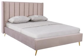 PASSION  Κρεβάτι Διπλό για Στρώμα 160x200cm, Ύφασμα Velure Απόχρωση Cappuccino 171x227x120cm